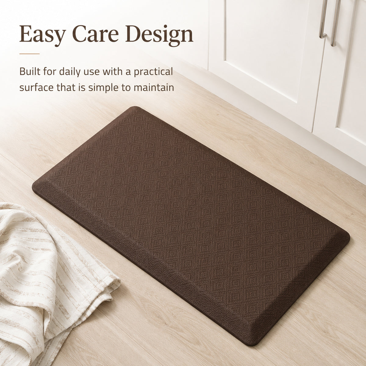 Ophanie 20x39 Kitchen Mat 3/4 Inch Thick Anti Fatigue Cushioned Floor Rug Waterproof Non Slip Standing Mat Brown-zoom-3