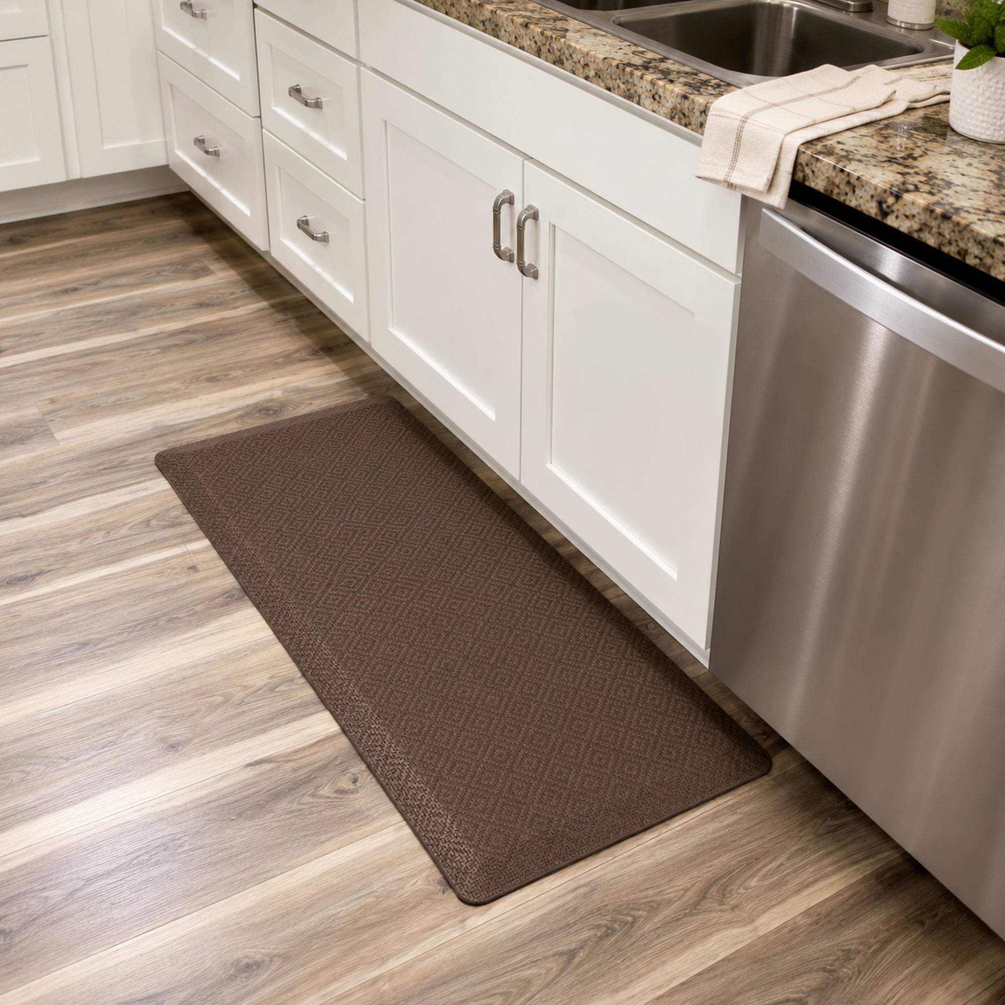 Ophanie 20x39 Kitchen Mat 3/4 Inch Thick Anti Fatigue Cushioned Floor Rug Waterproof Non Slip Standing Mat Brown-zoom-8