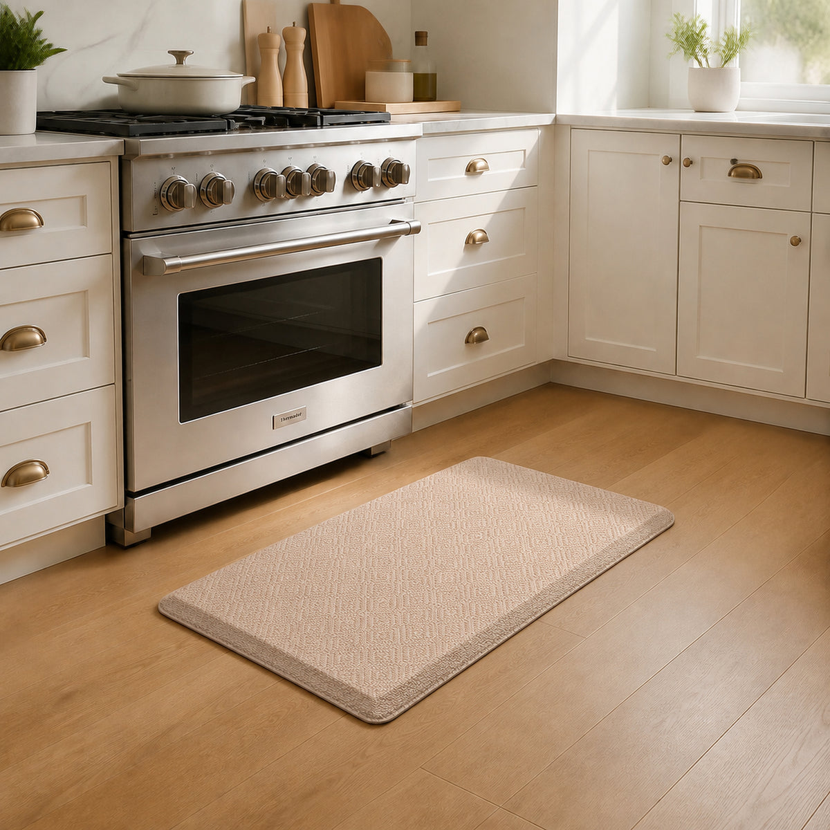 Ophanie 20x32 Kitchen Mat 3/4 Inch Thick Anti Fatigue Cushioned Floor Rug Waterproof Non Slip Standing Mat Beige-3