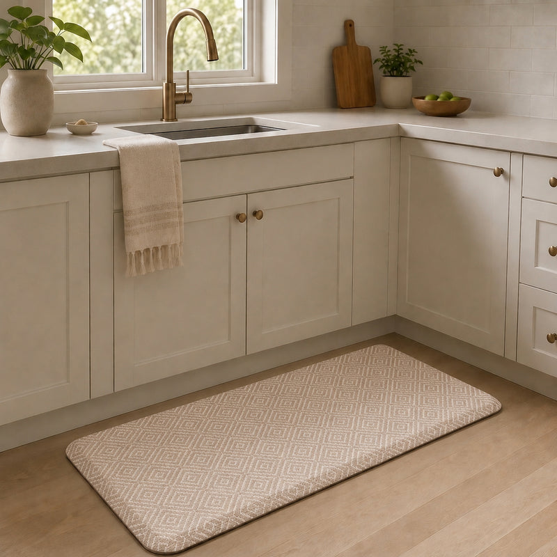 Ophanie 20x39 Kitchen Mat 3/4 Inch Thick Anti Fatigue Cushioned Floor Rug Waterproof Non Slip Standing Mat Beige-zoom-