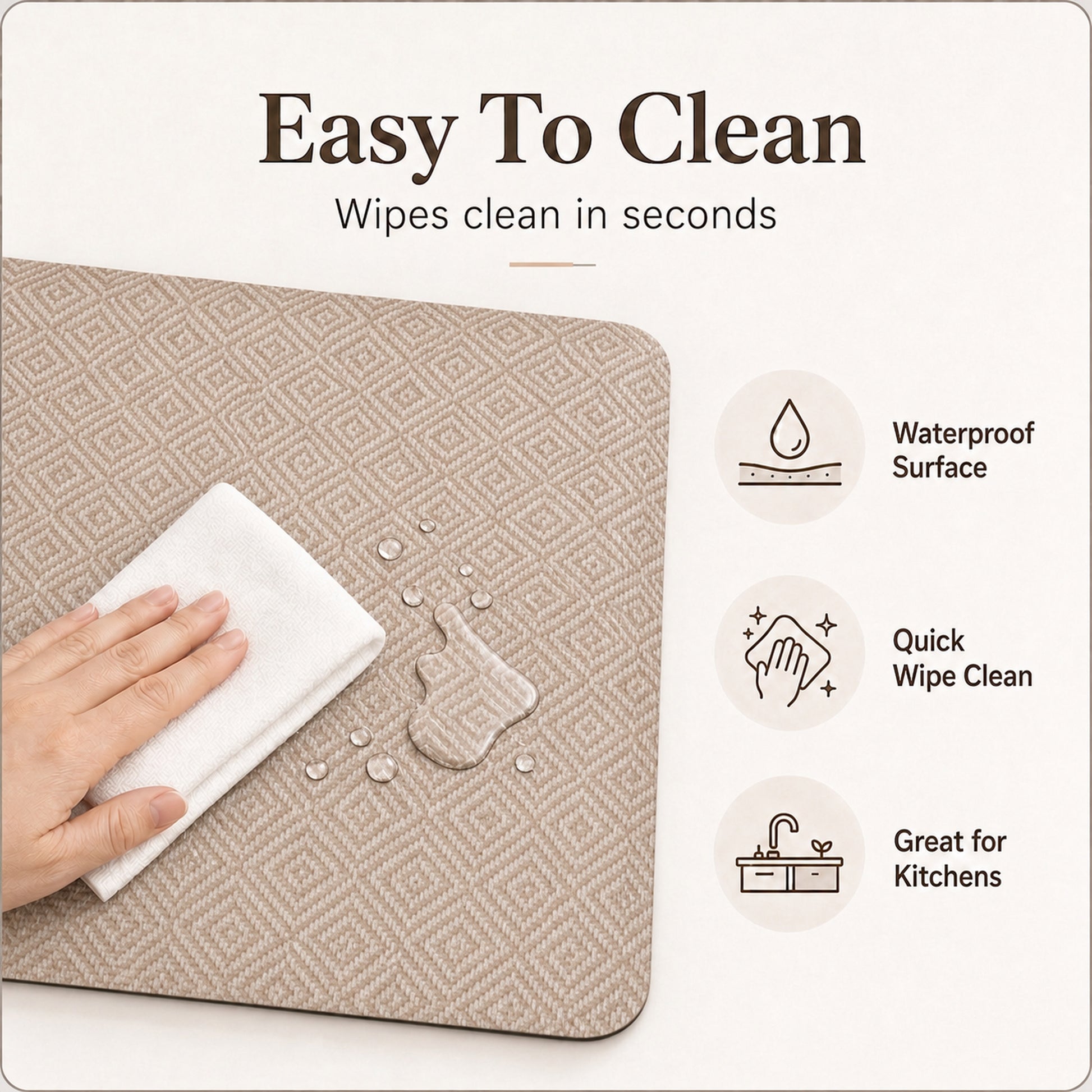 Ophanie 20x39 Kitchen Mat 3/4 Inch Thick Anti Fatigue Cushioned Floor Rug Waterproof Non Slip Standing Mat Beige-8