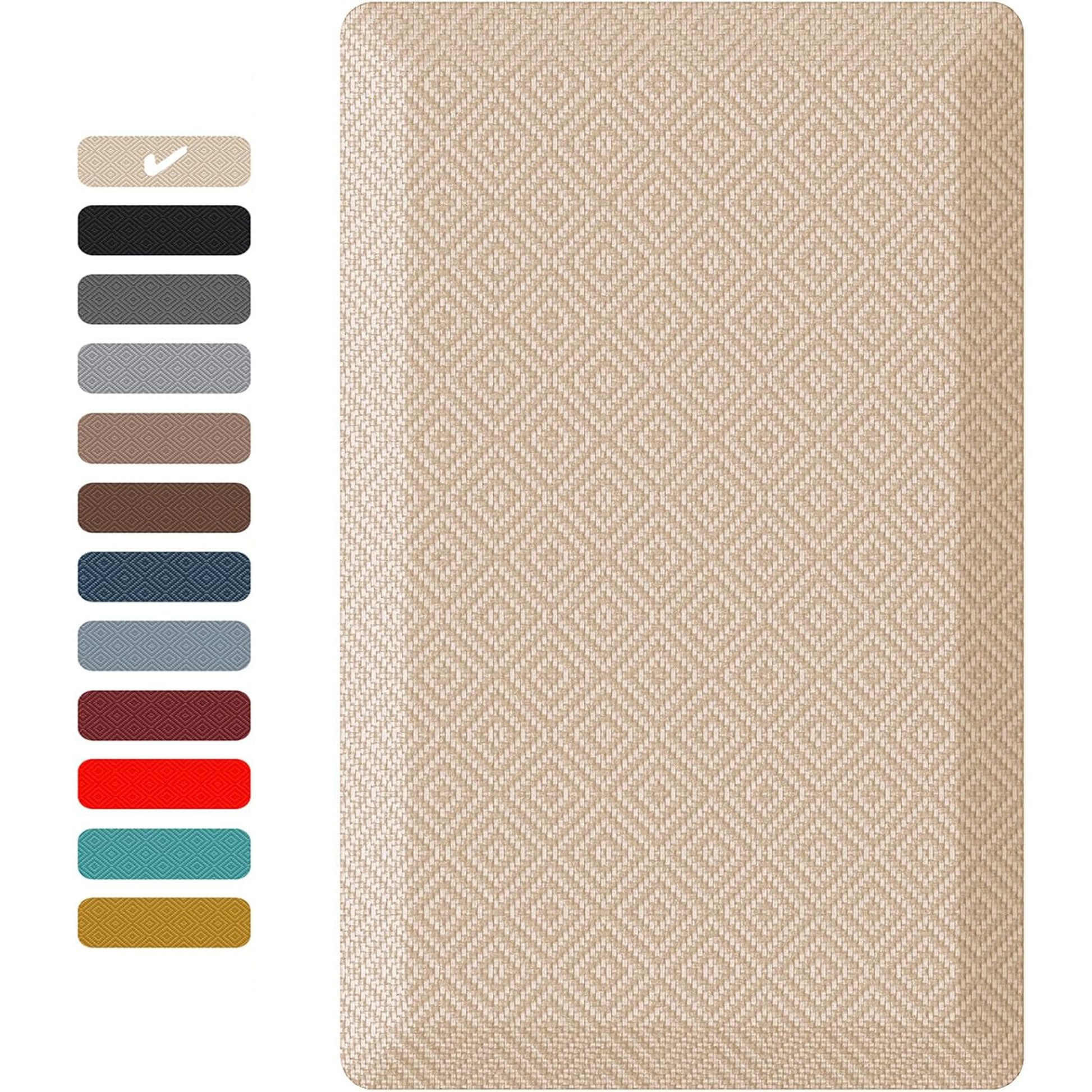 Ophanie 20x39 Kitchen Mat 3/4 Inch Thick Anti Fatigue Cushioned Floor Rug Waterproof Non Slip Standing Mat Beige-10