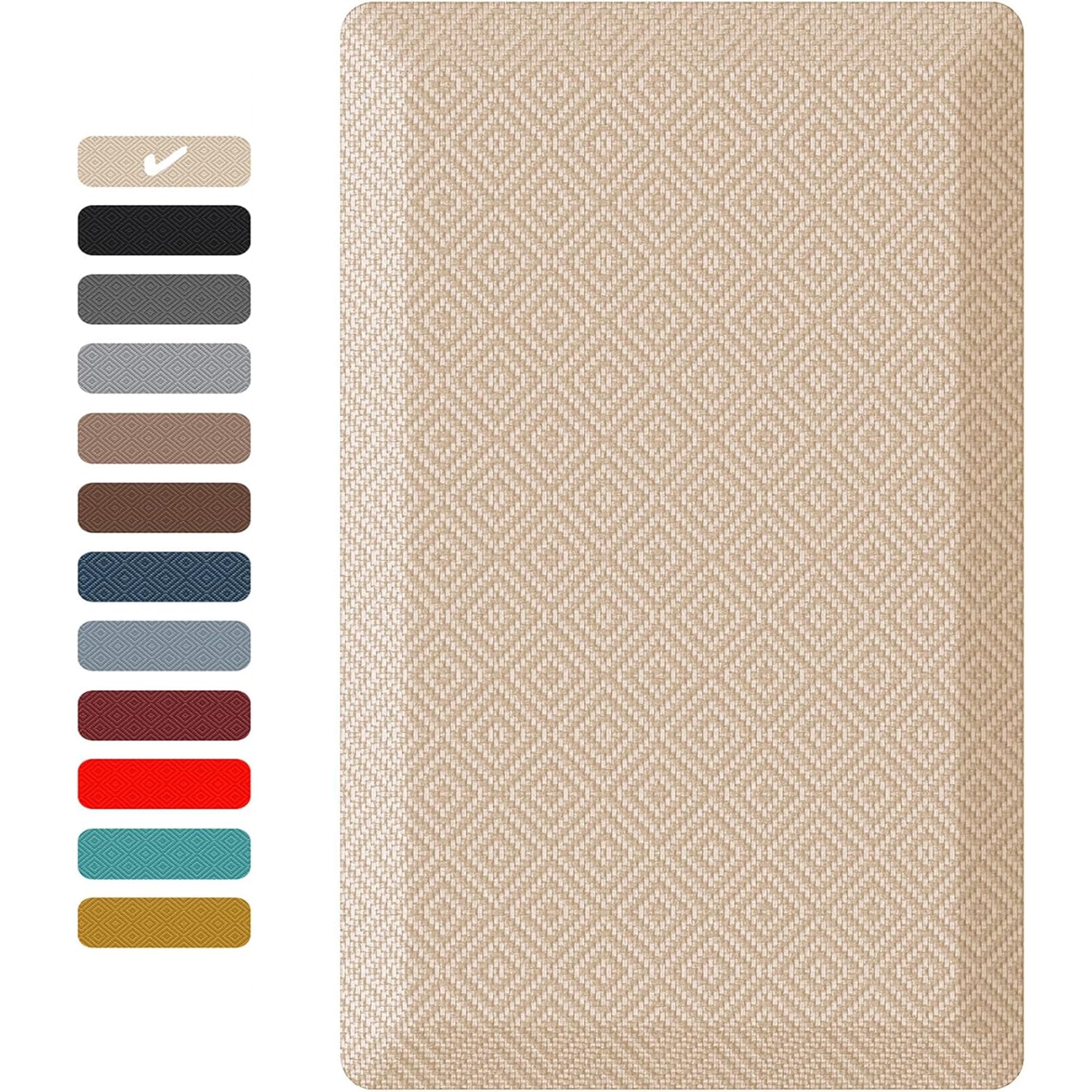Ophanie 20x39 Kitchen Mat 3/4 Inch Thick Anti Fatigue Cushioned Floor Rug Waterproof Non Slip Standing Mat Beige-zoom-10