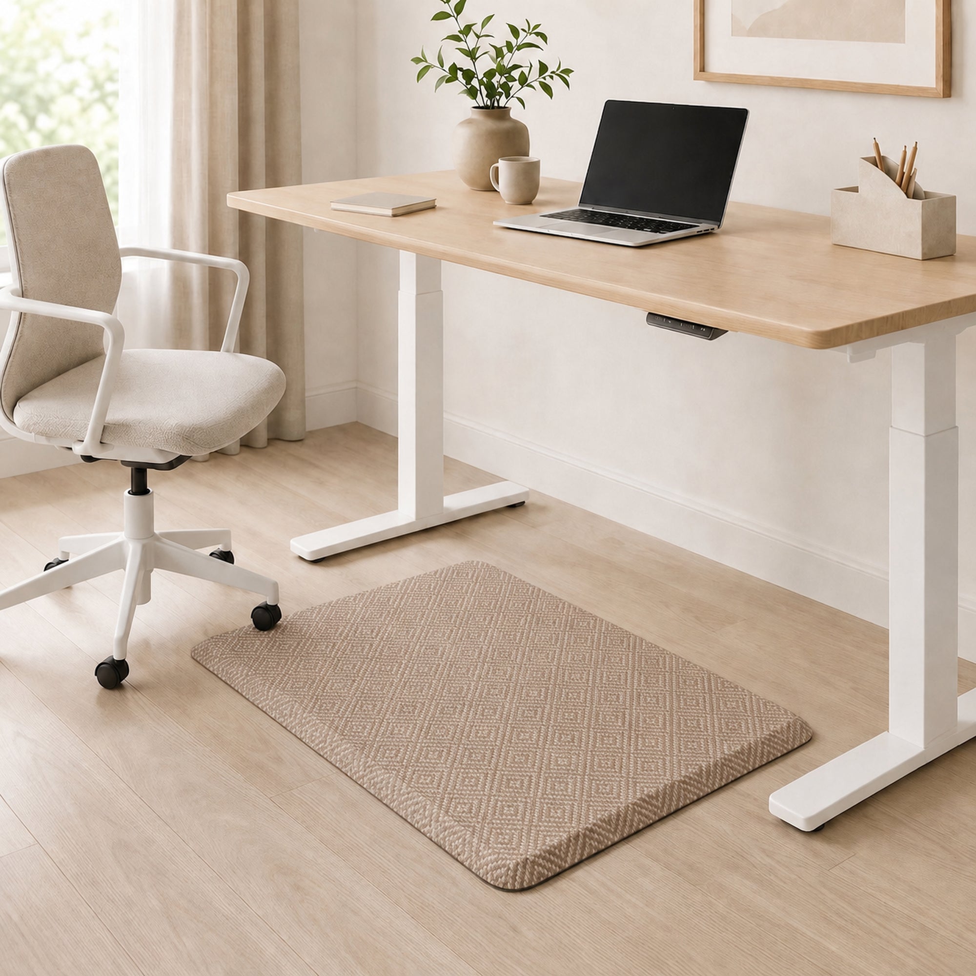 Ophanie 20x39 Kitchen Mat 3/4 Inch Thick Anti Fatigue Cushioned Floor Rug Waterproof Non Slip Standing Mat Beige-zoom-4
