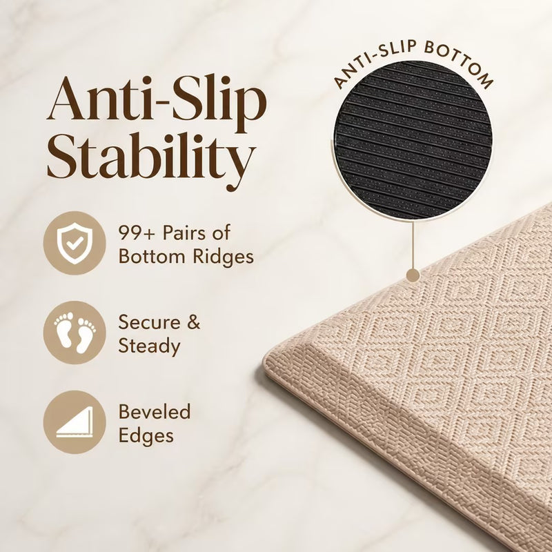 Ophanie 20x39 Kitchen Mat 3/4 Inch Thick Anti Fatigue Cushioned Floor Rug Waterproof Non Slip Standing Mat Beige-zoom-