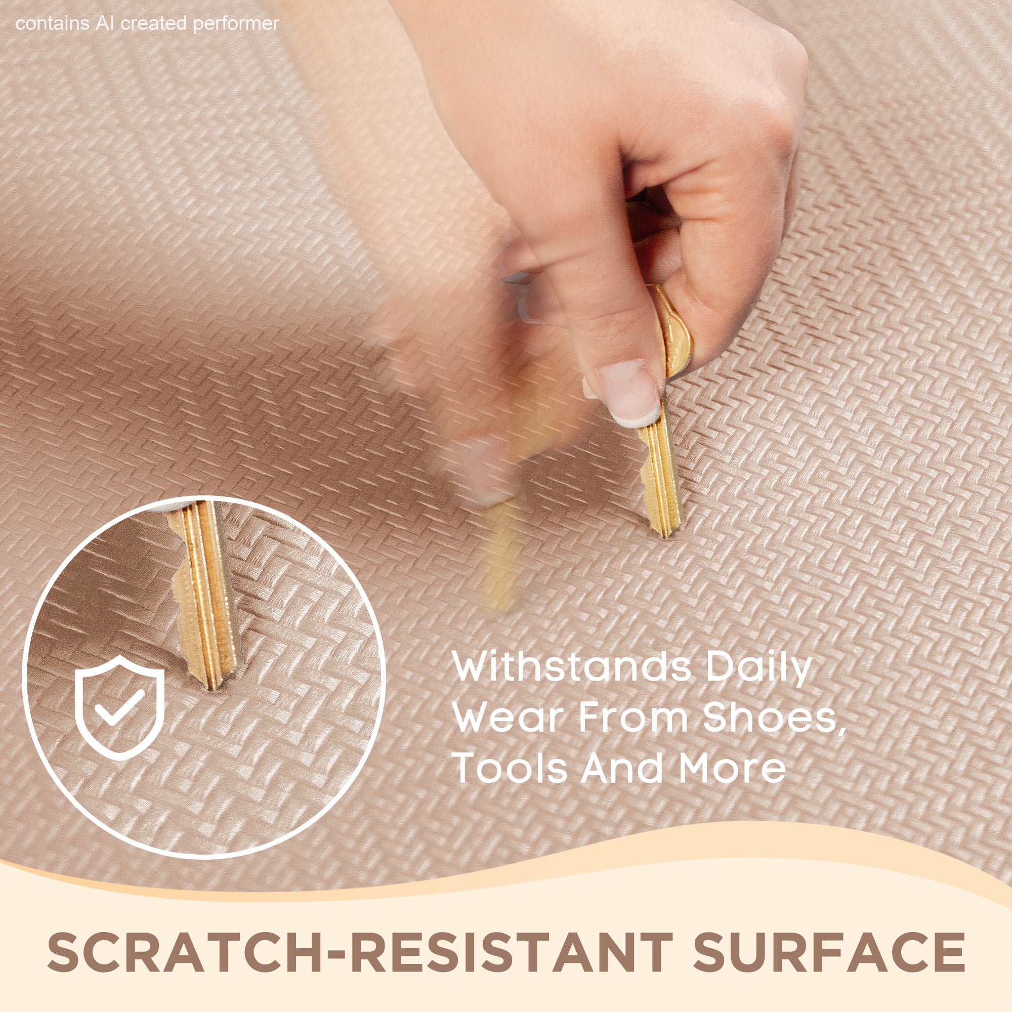 Ophanie 20x39 Kitchen Mat 3/4 Inch Thick Anti Fatigue Cushioned Floor Rug Waterproof Non Slip Standing Mat Beige-zoom-7