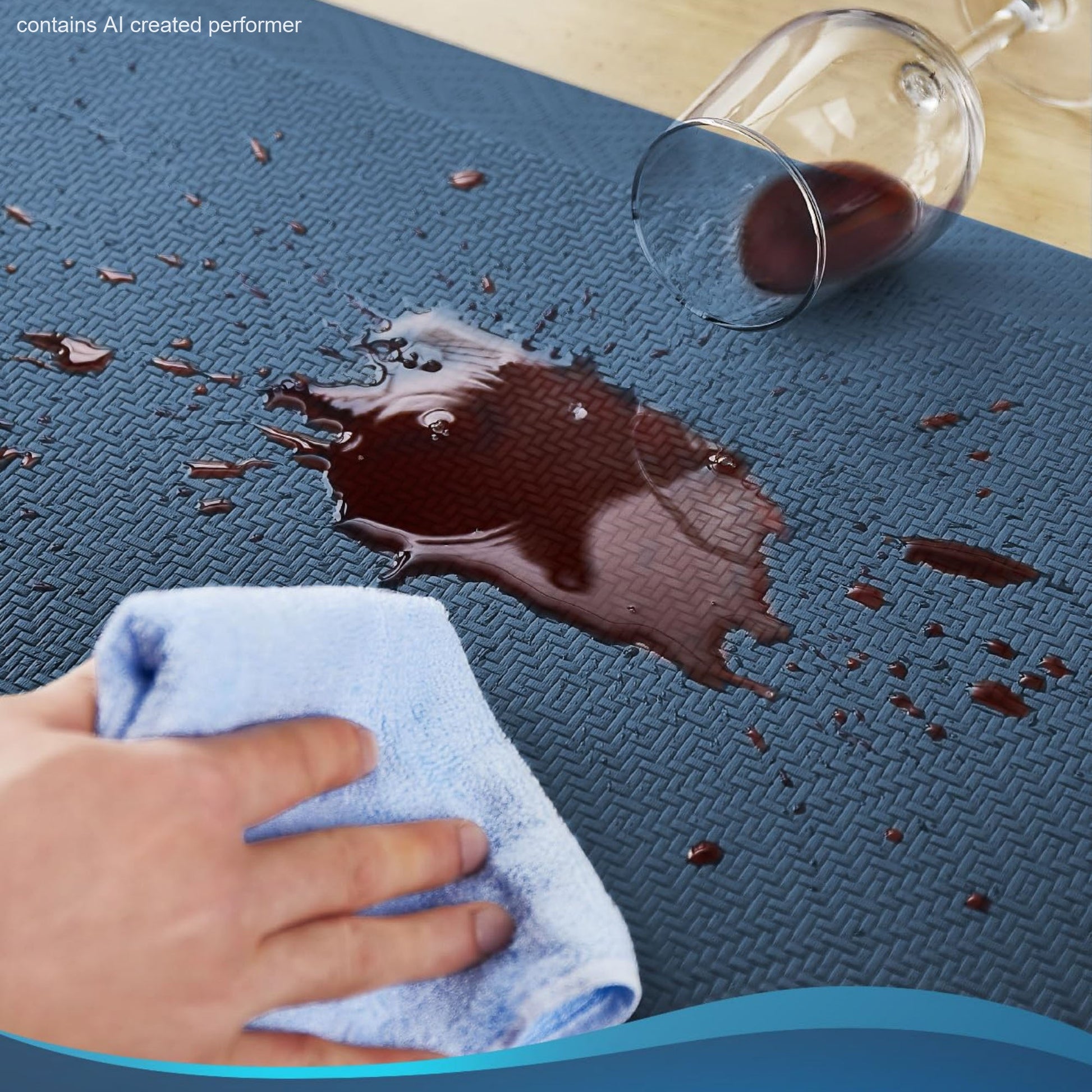 Ophanie 20x39 Kitchen Mat 3/4 Inch Thick Anti Fatigue Cushioned Floor Rug Waterproof Non Slip Standing Mat Blue-5