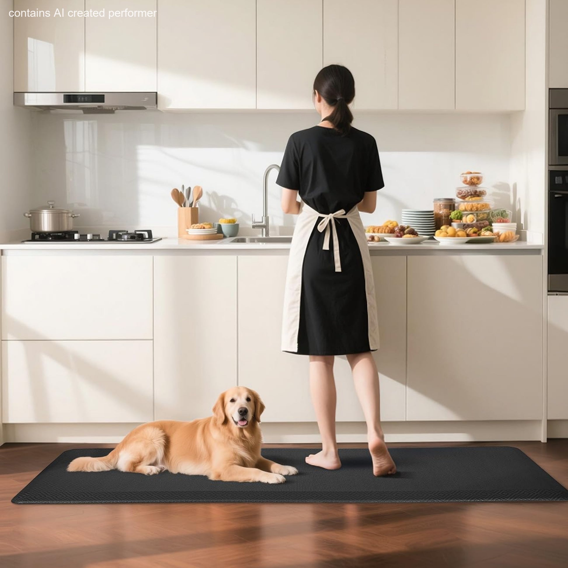 Ophanie 24x70 Kitchen Mat 3/4 Inch Thick Anti Fatigue Cushioned Floor Rug Waterproof Non Slip Standing Mat Black-6