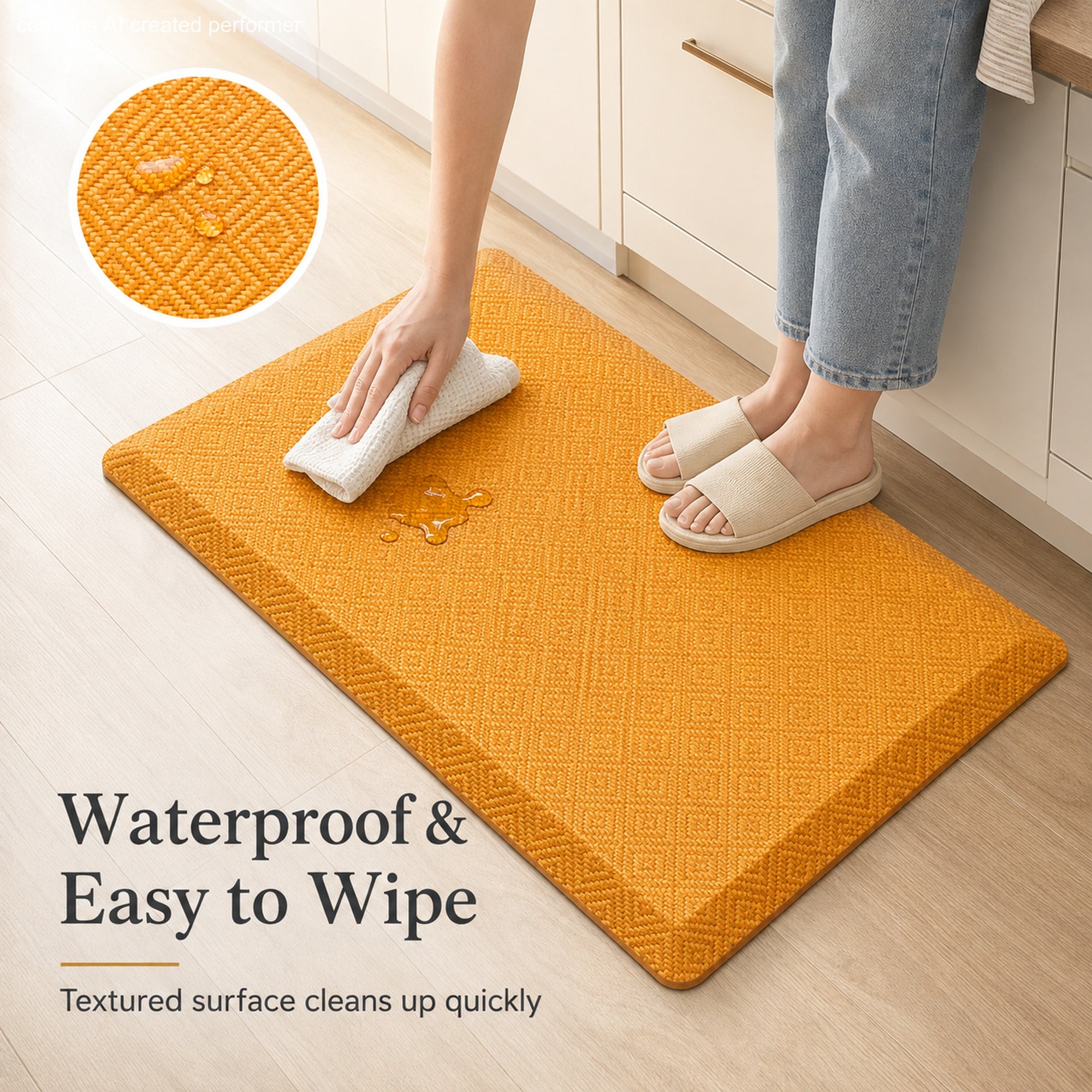 Ophanie Kitchen Mats for Floor 3/4" Anti Fatigue Cushioned Mat Waterproof Ergonomic Standing Rug with Non Slip Ridges, 39"/32"x20"-zoom-6