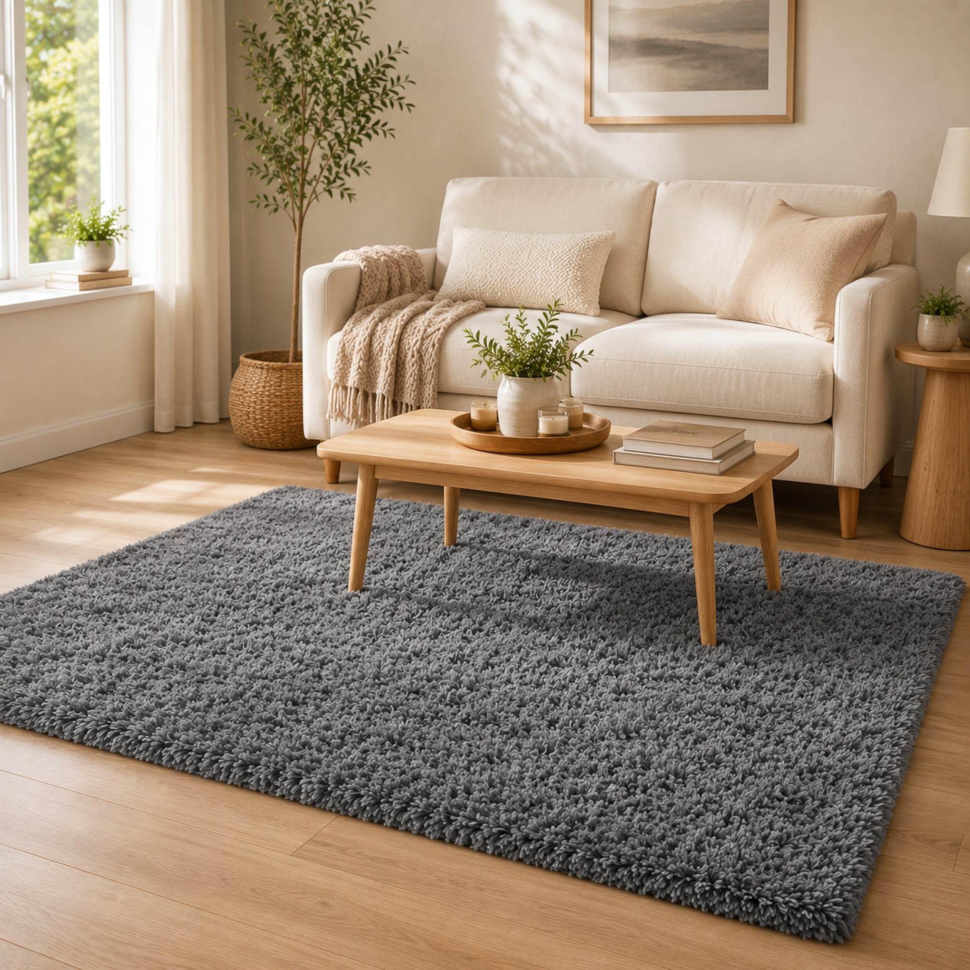 Ophanie 4x6 Area Rug Non Slip Plush Shag Bedroom Living Room Carpet Grey Soft Fluffy Floor Rug-5