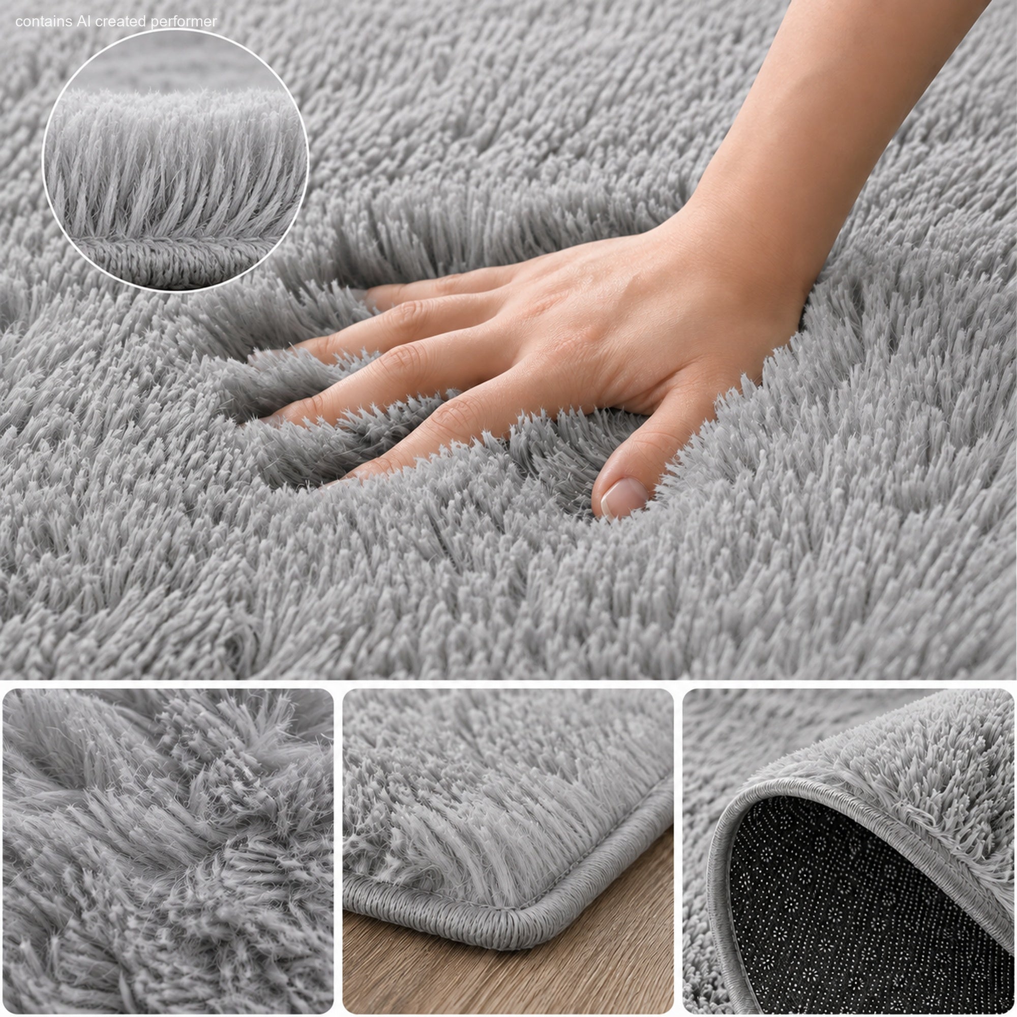 Ophanie 4x6 Area Rug Non Slip Plush Shag Bedroom Living Room Carpet Grey Soft Fluffy Floor Rug-zoom-4