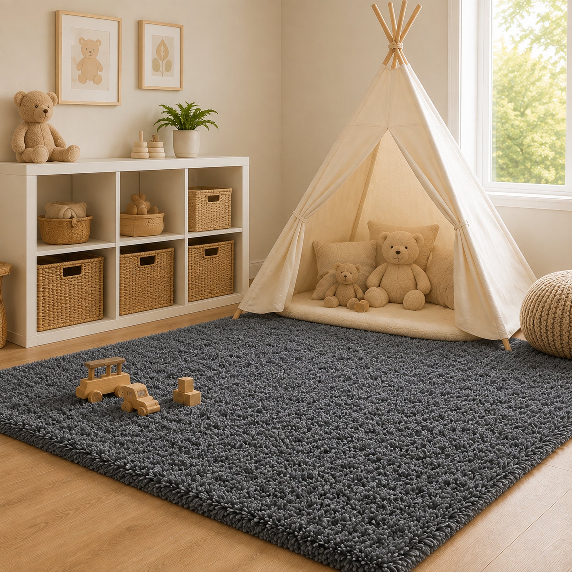 Ophanie 4x6 Area Rug Non Slip Plush Shag Bedroom Living Room Carpet Grey Soft Fluffy Floor Rug-8