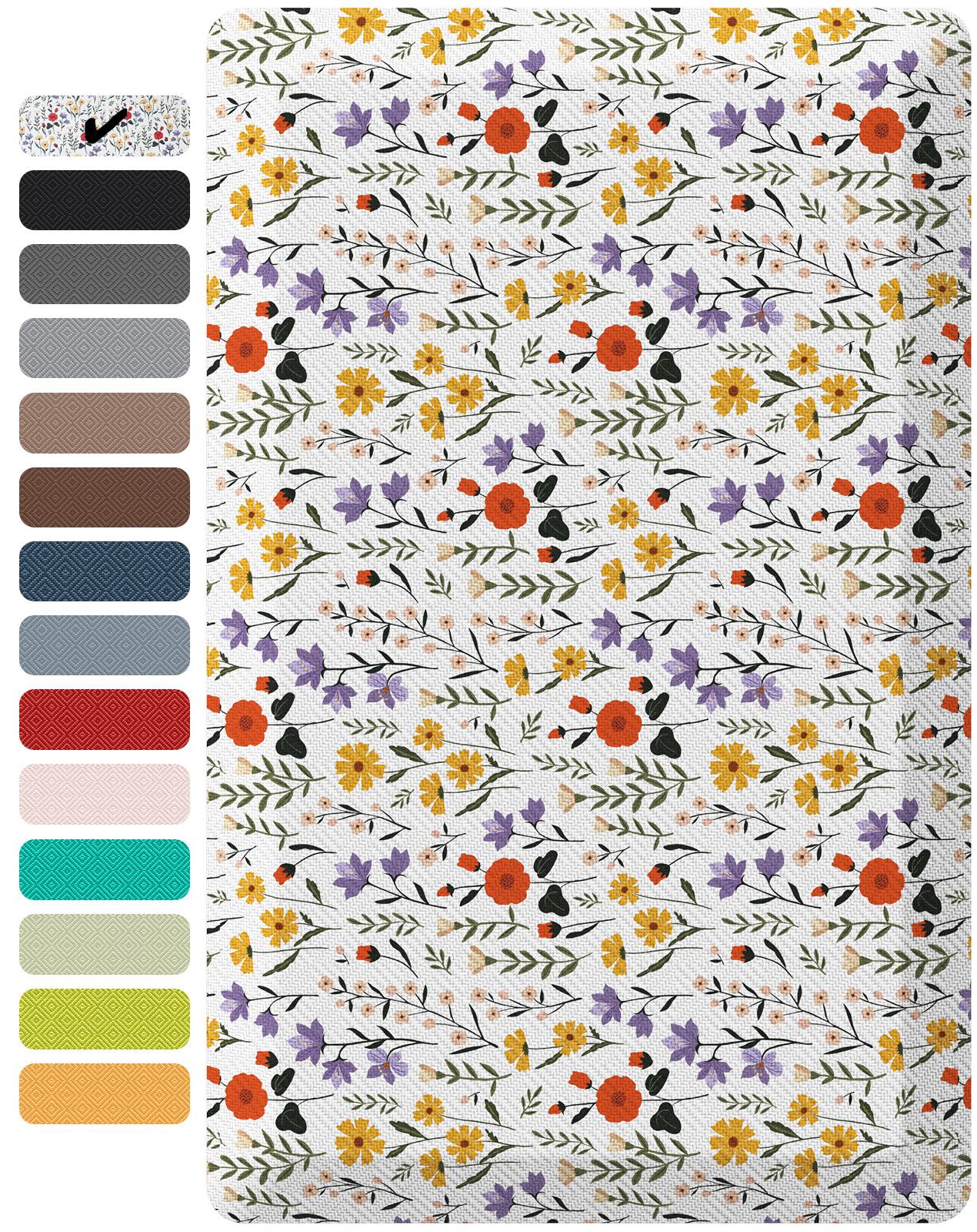 Ophanie Kitchen Mats for Floor, 3/4 inch Thick, 20x48 Anti Fatigue Cushioned Mat, Kitchen Rugs, Waterproof, Comfort Ergonomic Standing Mat for Office, Home, Sink, White Flower Non-Slip Ridged Bottom