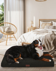 OhGeni | Orthopedic Waterproof & Machine Washable Dog Bed | 47 Inches | Black - aborderproducts