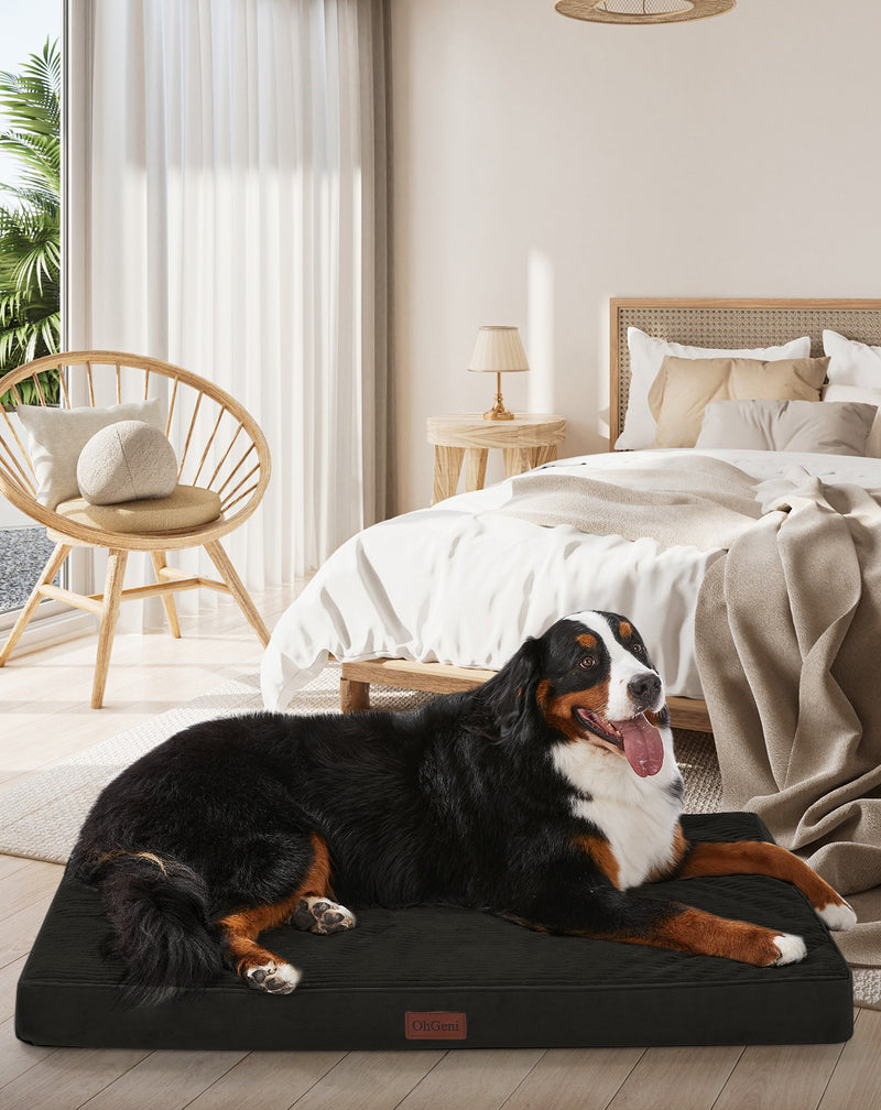 OhGeni | Orthopedic Waterproof & Machine Washable Dog Bed | 47 Inches | Black-zoom-