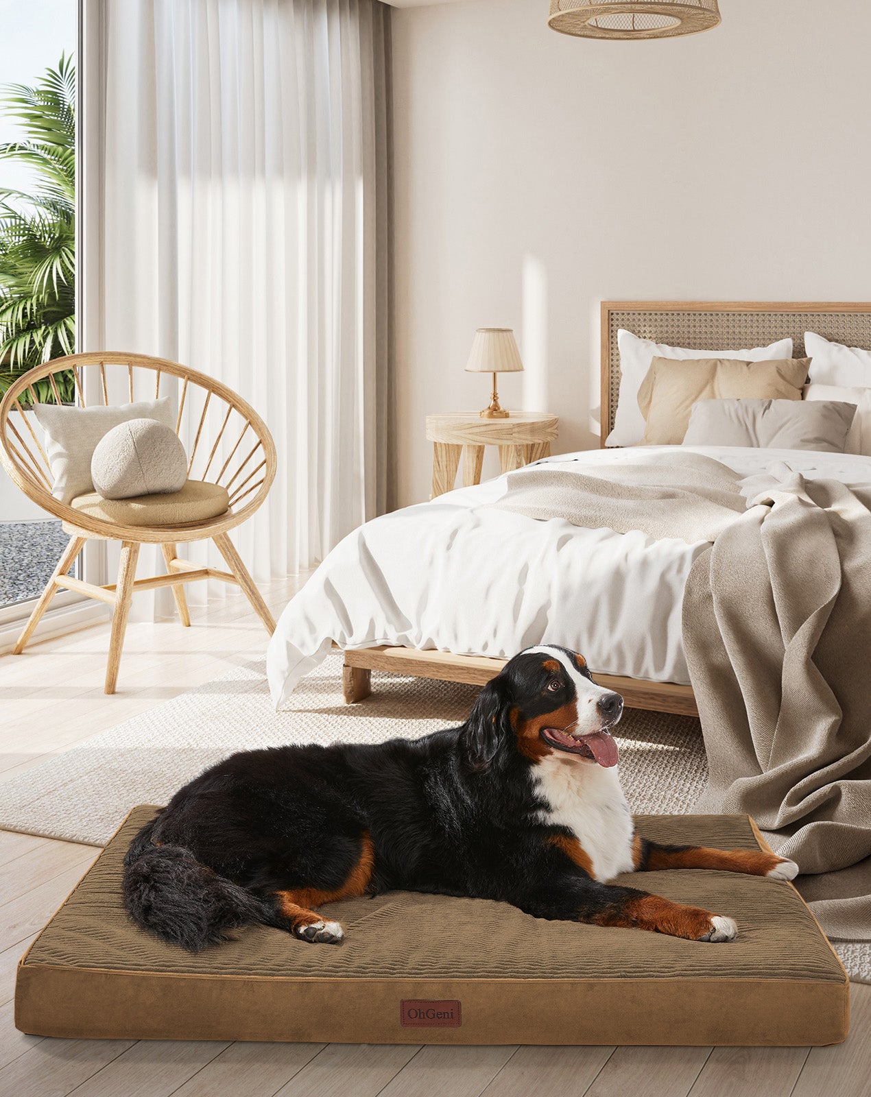 OhGeni | Orthopedic Waterproof & Machine Washable Dog Bed |  54 Inches | Coffee - aborderproducts