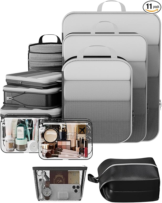 Veken 11 Set Compression Packing Cubes(Black) - aborderproducts