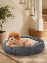 OhGeni 24 inches Calming Donut Dog & Cat Bed for Small Pets, Warming Comfort Fluffy Short Pile Fur, Durable Waterproof Machine Washable Removable Cover, Cute Round Bed for Puppy and Kitten, Dark Gray - aborderproducts
