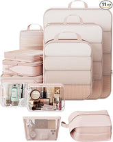 Veken 11 Set Compression Packing Cubes(Beige) - aborderproducts