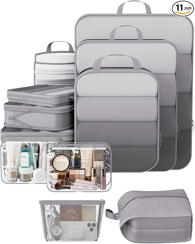Veken 11 Set Compression Packing Cubes(Gray) - aborderproducts