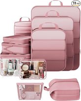 Veken 11 Set Compression Packing Cubes(Pink) - aborderproducts