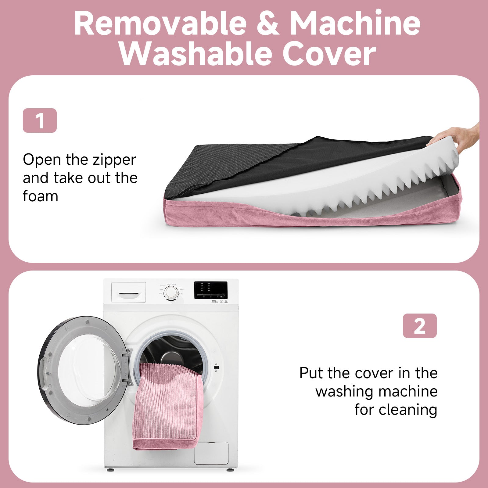 OhGeni | Orthopedic Waterproof & Machine Washable Dog Bed | 44 Inches | Pink - aborderproducts