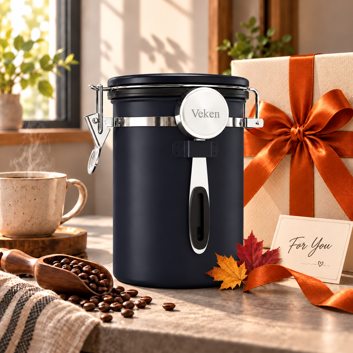 Veken Coffee Canister,Large Airtight Stainless Steel Container-zoom-22
