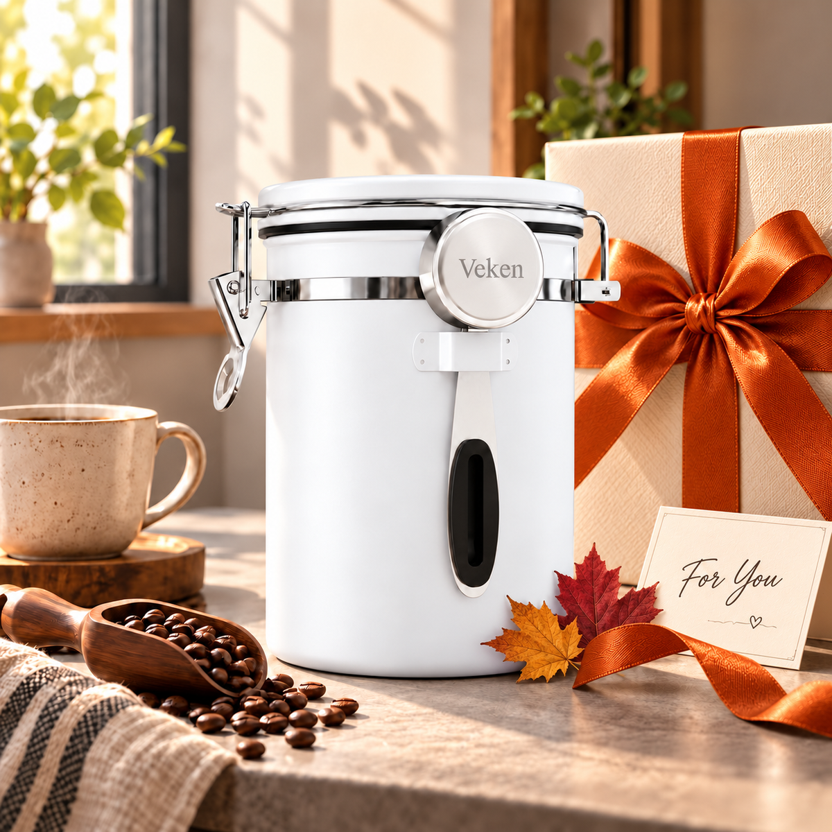 Veken Coffee Canister,Large Airtight Stainless Steel Container-21