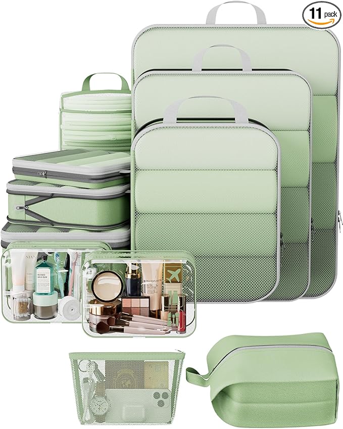 Veken 11 Set Compression Packing Cubes(Matcha Green) - aborderproducts