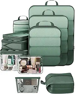 Veken 11 Set Compression Packing Cubes(Dark Green)-zoom-