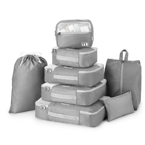 OlarHike 8 Piece Set Travel Packing Cubes | Grey