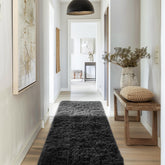 Ophanie Fluffy Shaggy Soft Area Rug | Black 2x6 - aborderproducts
