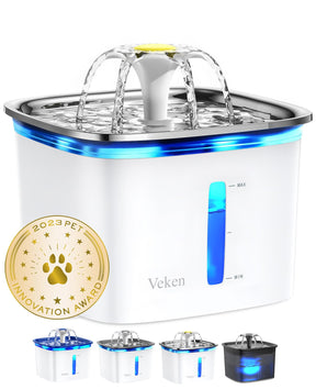 Veken 95oz/2.8L Cat Water Fountain | Stainless Steel Lid