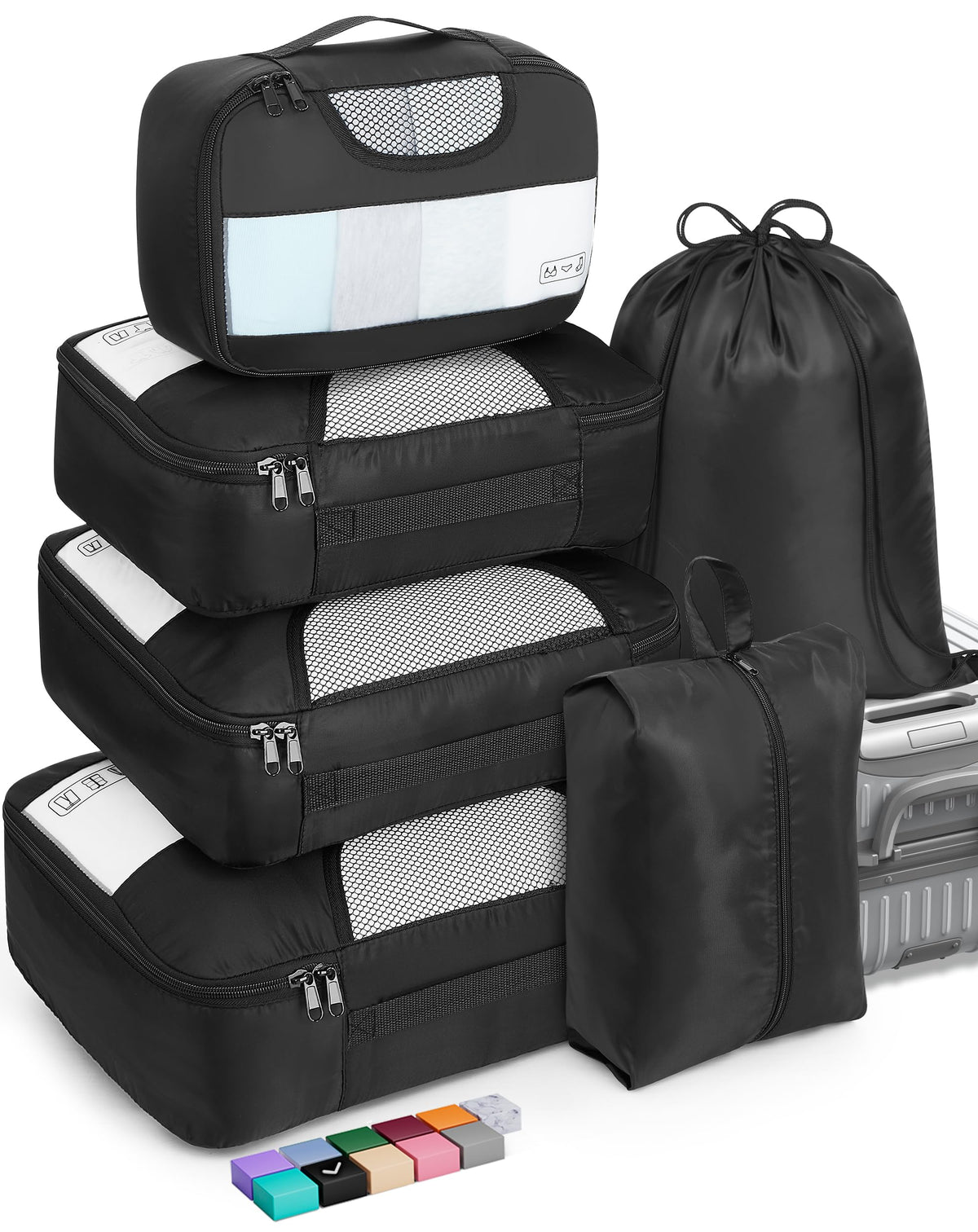 Veken Packing Cubes | 6 Set | Jet Black