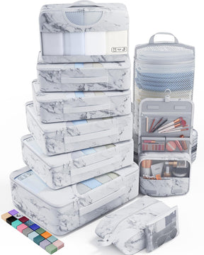 Veken 10 Set Packing Cube White Marble - aborderproducts