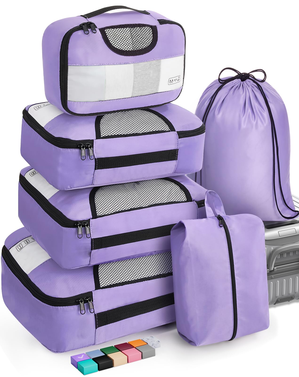 Veken Packing Cubes | 6 Set | Purple - aborderproducts