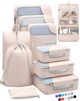 OlarHike 10 Piece Set Travel Packing Cubes | Cream - aborderproducts
