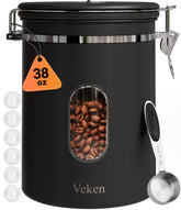 Veken Coffee Canister | 38oz | Black - aborderproducts
