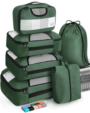 Veken Packing Cubes | 6 Set | Olive Green - aborderproducts