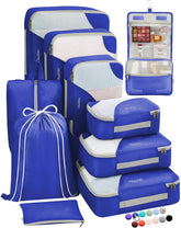 OlarHike 10 Piece Set Travel Packing Cubes | Blue - aborderproducts