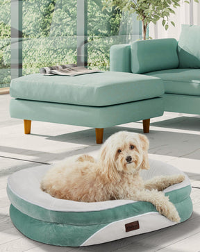 OhGeni | Orthopedic Dog Couch Bed | Medium (28 x 21 x 6 Inch)| Turquoise