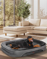 OhGeni | Orthopedic Dog Couch Bed| XXX-Large (53 x 42 x 9 Inch)|Gray - aborderproducts