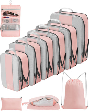 OlarHike | Compression Packing Cubes | 10 Set | Pink