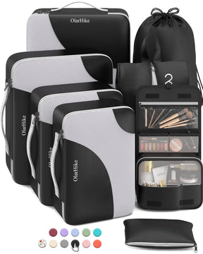 OlarHike 8 Piece Set Travel Packing Cubes | Black