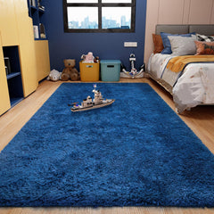 Ophanie Upgrade Fluffy Shaggy Soft Area Rug | Blue 6x9 - aborderproducts