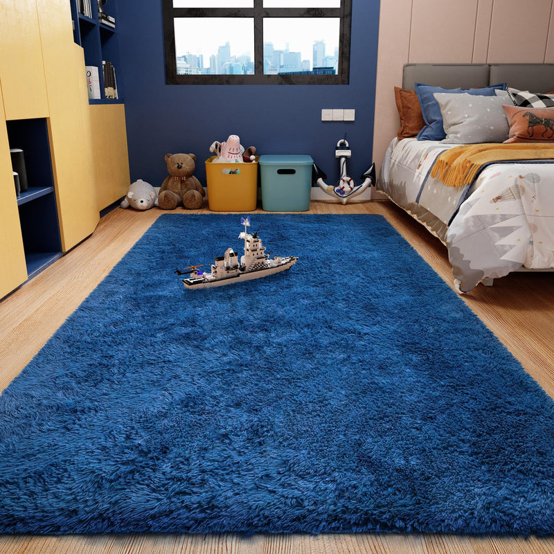 Ophanie Upgrade Fluffy Shaggy Soft Area Rug | Blue 6x9-zoom-