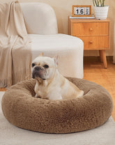 OhGeni Calming Donut Bed for Dogs and Cats | Medium (30 x 30 x 7 Inch)| Ocher - aborderproducts