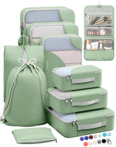 OlarHike 10 Piece Set Travel Packing Cubes | Matcha Green - aborderproducts