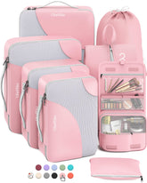 OlarHike 8 Piece Set Travel Packing Cubes | Pink - aborderproducts
