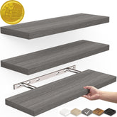 BAYKA | Floating Shelves | 15.7 in | 3-Piece | Grey - aborderproducts
